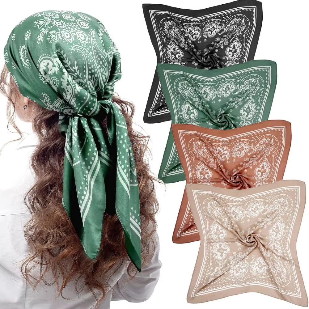 Luxury Skincare Headband - Lüks Marka İpek Kare Paisley Eşarp